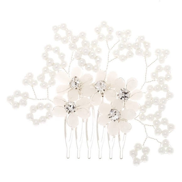 ❤️ Pearl Flower Hair Comb - White - Picture 5 of 7